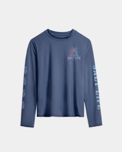 Salt Life Pineapple Paradise Performance Long Sleeve Tee In Blue