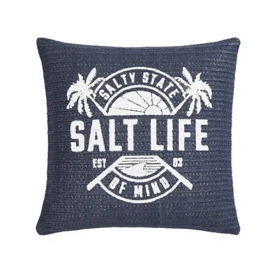 Salt Life Raffia 18" Square Decorative Throw Pillow In Navy