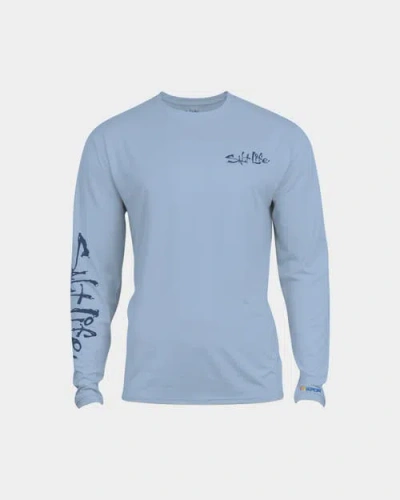 Salt Life Sailfish ‘n Bones Long Sleeve Performance Tee In Blue
