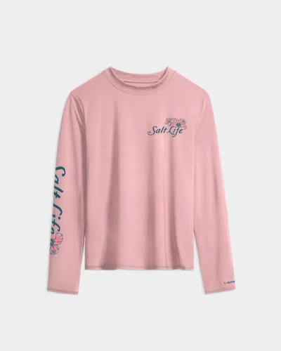 Salt Life Sailing Tropics Performance Long Sleeve Tee In Pink