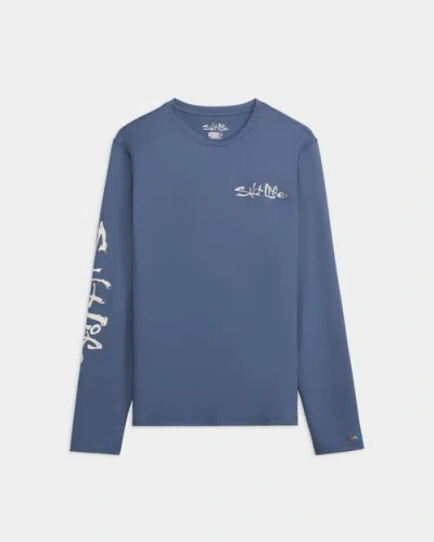 Salt Life Salt Water Perforated Tee In Blue