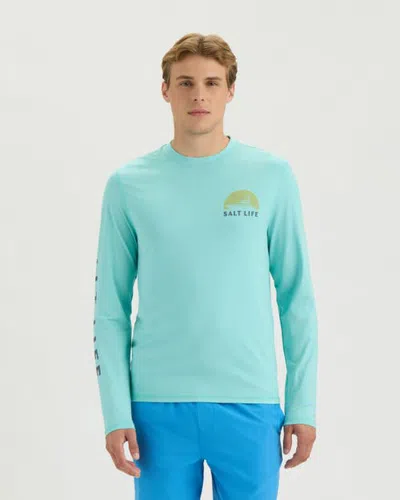 Salt Life Seas The Day Performance Long Sleeve Tee In Blue