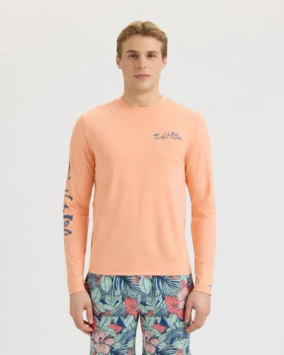 Salt Life Secret Spot Long Sleeve Slx Performance Tee In Burgundy