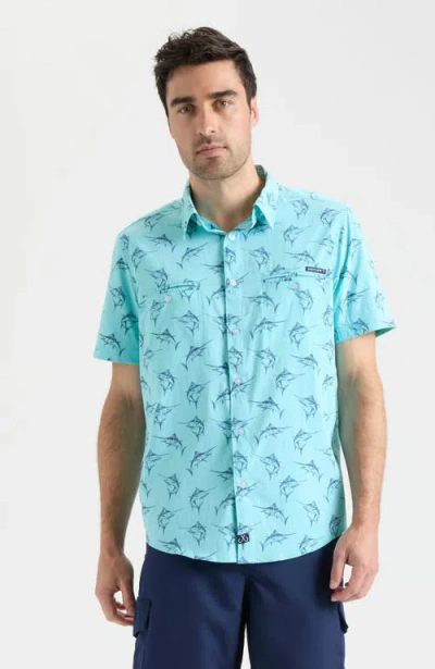 Salt Life Sublime Mariners Woven Short Sleeve Shirt In Blue