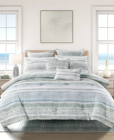 Salt Life Surf Stripe 3-piece Comforter Set, King/california King In Blue