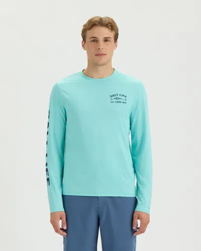 Salt Life Tactical Trio Long Sleeve Perforated Mesh Tee In Blue