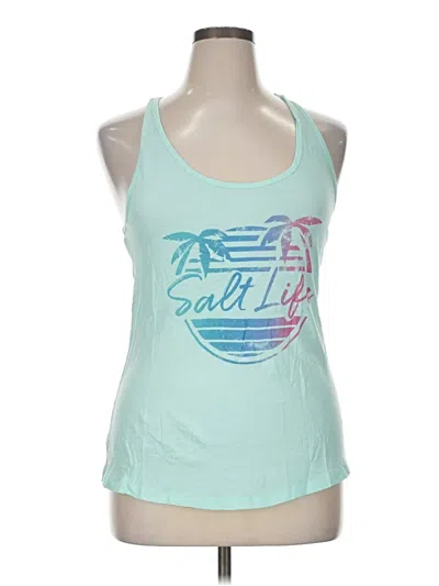 Pre-owned Salt Life Tank Top Teal Halter Neckline Tops In Blue