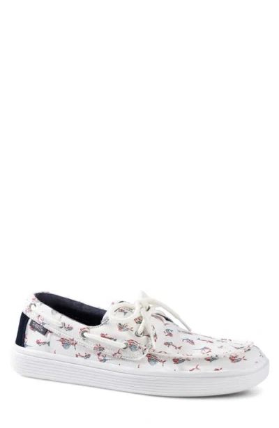 Salt Life The Harbor Americana Boat Shoe In White