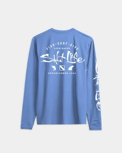 Salt Life Waterman's Trifecta Slx Performance Long Sleeve In Blue