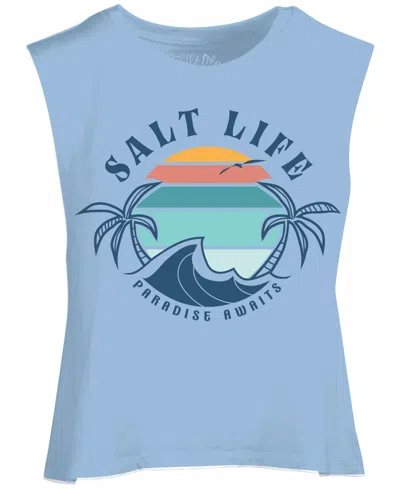 Salt Life Women's Paradise Bound Cotton Muscle Tank Top In Glacial Blue