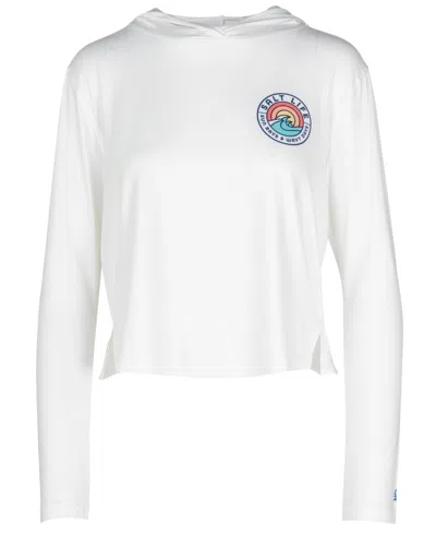 Salt Life Women's Sun Rays Wavy Days Cropped Hooded T-shirt In White