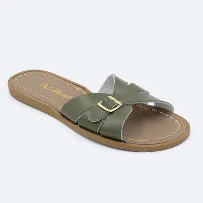 Salt Water Sandals Women's Classic Slide Sandals In Olive In Green