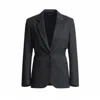 Salteye Studio Women's Grey Classic Bi-layered Blazer In Black
