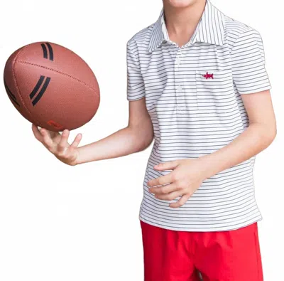 Saltwater Boys Co. Kids' Marco Performance Polo In Black & White Stripe In Multi
