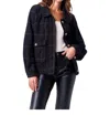 Saltwater Luxe Asher Tweed Windowpane Jacket In Black In Black