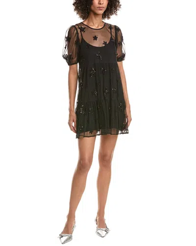 Saltwater Luxe Beaded Mesh Mini Dress In Black