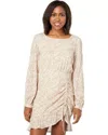Saltwater Luxe Brantley Mini Dress Women Sand Ditsy Floral Ruched Tie Jdm1185 In Neutral