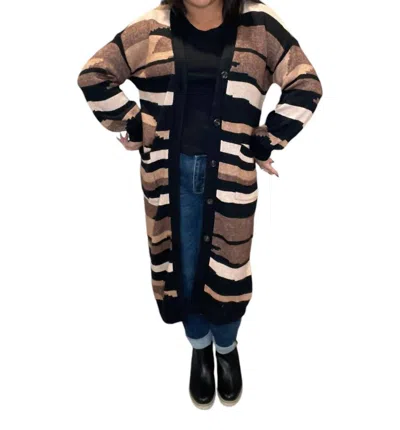 Saltwater Luxe Buttoned Sweater Cardigan In Black/brown In Multi