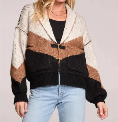 Saltwater Luxe Cain Color Block Sweater In Beige In Brown