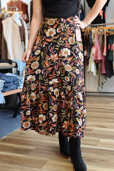 Saltwater Luxe Carli Floral Maxi Skirt In Black Multi In Brown