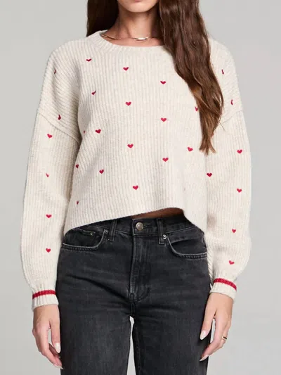 Saltwater Luxe Charmer Sweater In Cream With Red Hearts