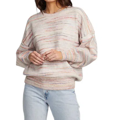 Saltwater Luxe Cheri Stripe Crewneck Sweater In Beige