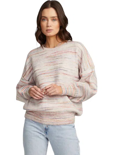 Saltwater Luxe Cheri Stripe Crewneck Sweater In Beige In Brown
