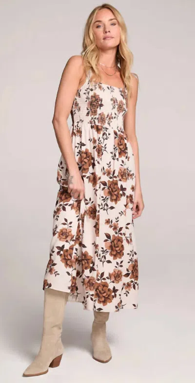 Saltwater Luxe Costa Midi Dress In Neutral-toned Floral In Multi