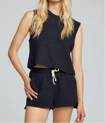 Saltwater Luxe Crop Muscle Tank Top In Black
