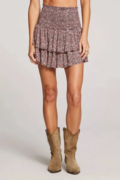 Saltwater Luxe Devi Mini Skirt In Multi-floral Garden In Brown