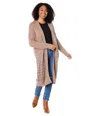 Saltwater Luxe Duster Sweater Women's Beige Cotton Blend Long Sleeve Jdm1131 In Brown