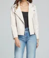 Saltwater Luxe Effie Vegan Leather Moto Jacket In Bone In Beige