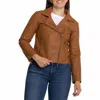 Saltwater Luxe Effie Vegan Leather Moto Style Jacket In Spice In White