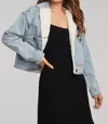 Saltwater Luxe Ezra Denim Sherpa Jacket In Stonewash In Blue