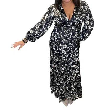 Saltwater Luxe Fall Floral Maxi Dress In Black/cream