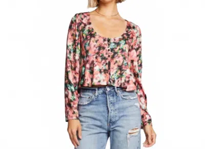 Saltwater Luxe Floral Brush Long Sleeve Top In Multi