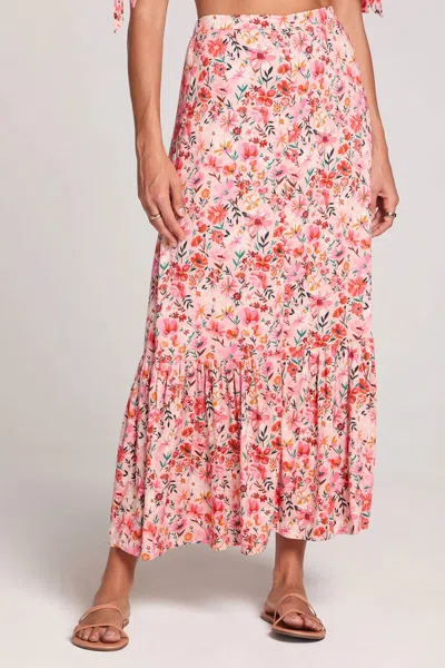 Saltwater Luxe Floral Button Up Midi Skirt In Multi In Pink