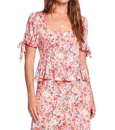 Saltwater Luxe Floral Button Up Sweetheart Top In Multi In Pink