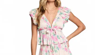 Saltwater Luxe Floral Tie Front Top In Pink