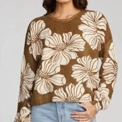 Saltwater Luxe Ganna Long Sleeve Sweater In Moss In Pink