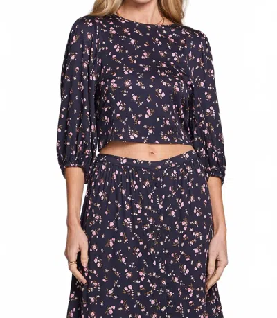 Saltwater Luxe Ivoree 3/4 Sleeve Top In Midnight Bunch In Blue