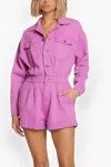 Saltwater Luxe Jayde Long Sleeve Denim Romper In Ultra Violet In Multi