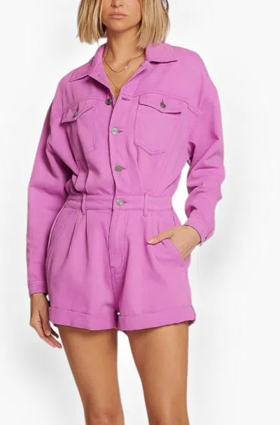 Saltwater Luxe Jayde Long Sleeve Denim Romper In Ultra Violet In Multi