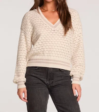 Saltwater Luxe Kaius Shimmer Sweater In Cream In White