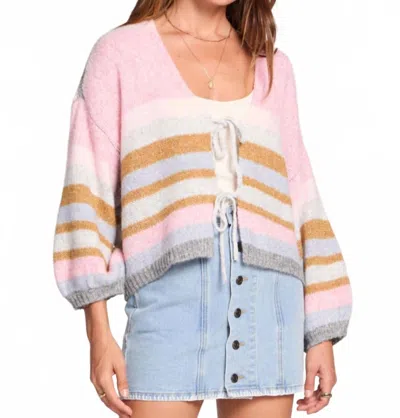 Saltwater Luxe Kiah Striped Tie Cardigan In Multi In Pink