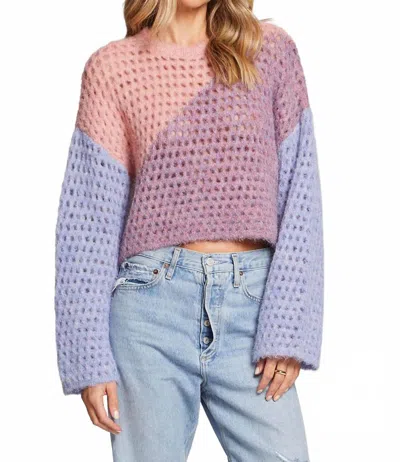 Saltwater Luxe Kourt Colorblock Open Weave Sweater In Multicolor Lavender /pink