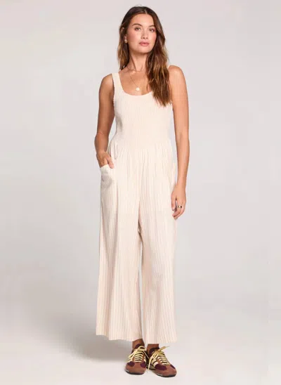 Saltwater Luxe Leia Striped Tank Jumpsuit In Beige In Animal Print