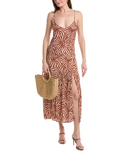 Saltwater Luxe Linen-blend Midi Dress In Brown