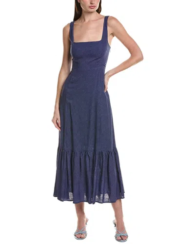 Saltwater Luxe Linen-blend Tank Midi Dress In Blue