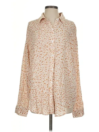 Pre-owned Saltwater Luxe Long Sleeve Blouse In Tan